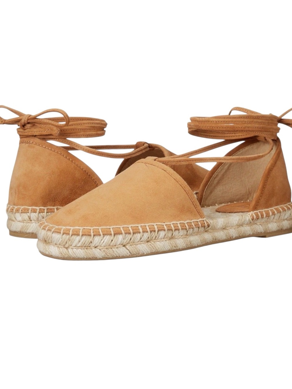 Frye Leo Tan Suede Espadrilles Ankle Wrap Size 9 Like New